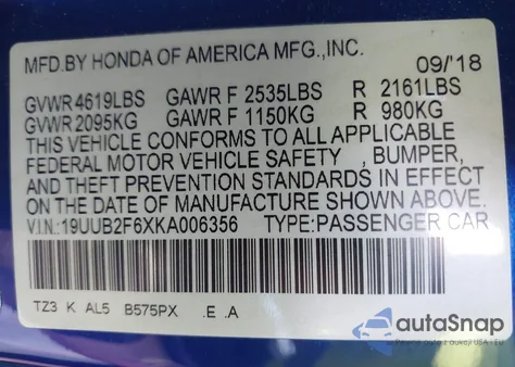 2019 Acura Tlx Tech A-Spec Pkgs z USA, uszkodzony, nr VIN 19UUB2F6XKA006356